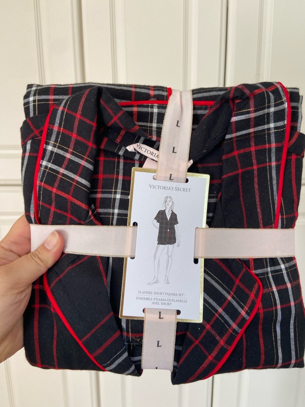 Victoria's Secret Black Red Plaid Flannel Pajama Set - Shorts